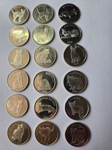 Набор монет. Остров Строма. 2016-2021 года. 1 фунт. Кошки. 18 шт Stroma фото