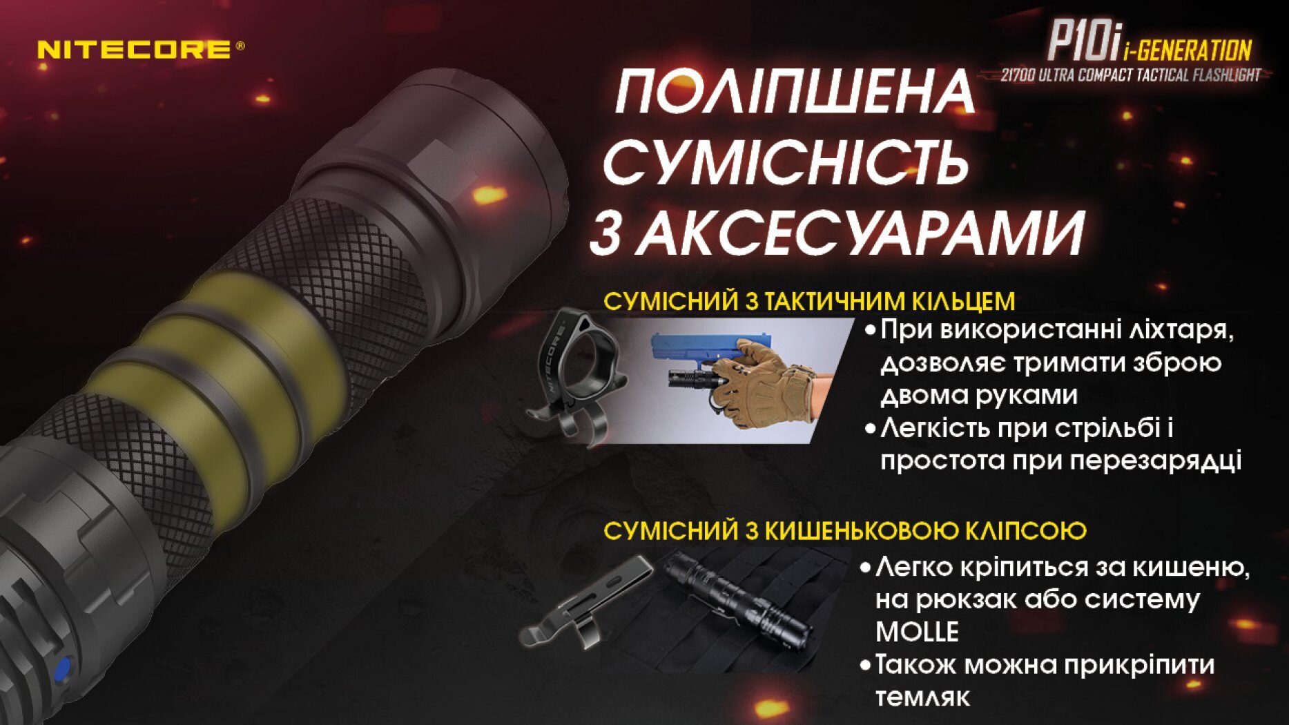 Потужний тактичний, кишеньковий ліхтар Nitecore P10i (USB Type-C) - 21